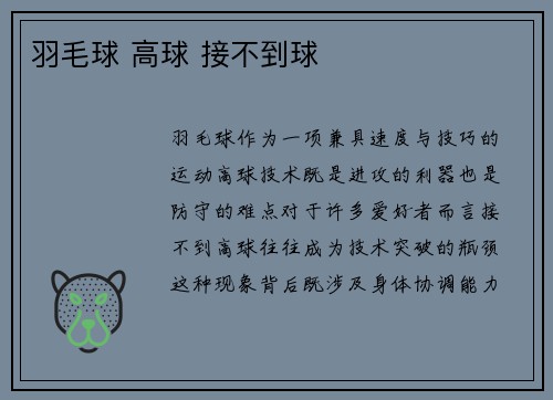 羽毛球 高球 接不到球